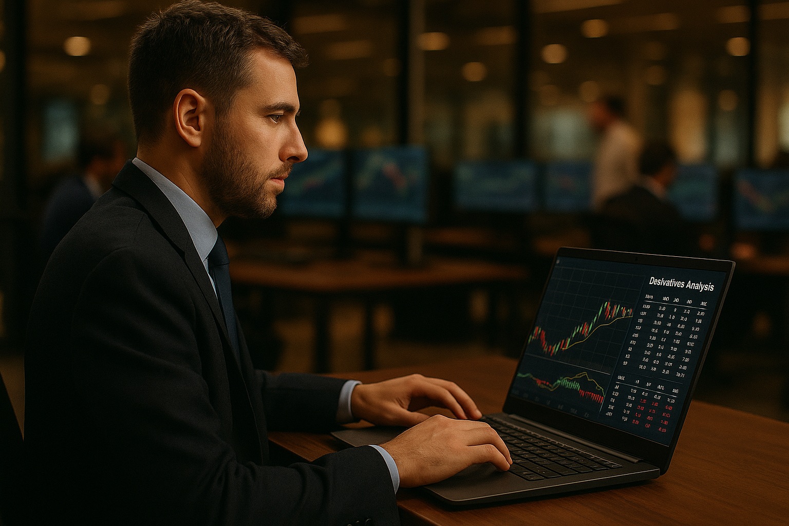 Imagem de especialista analisando grafico de derivativos